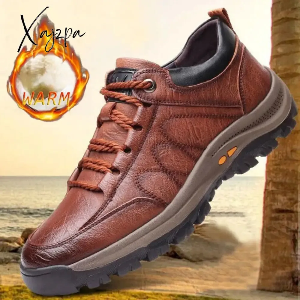 Xajzpa - Sneakers Men Winter Warm Platform Shoe Man Safety Shoes Wear-Resistant Outdoor Sports Casual Non Leather Loafers Tênis Masculino