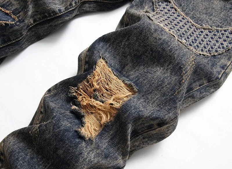 Younger Mid Waist Jeans Men's Ripped Jeans Comfy Straight Pants
