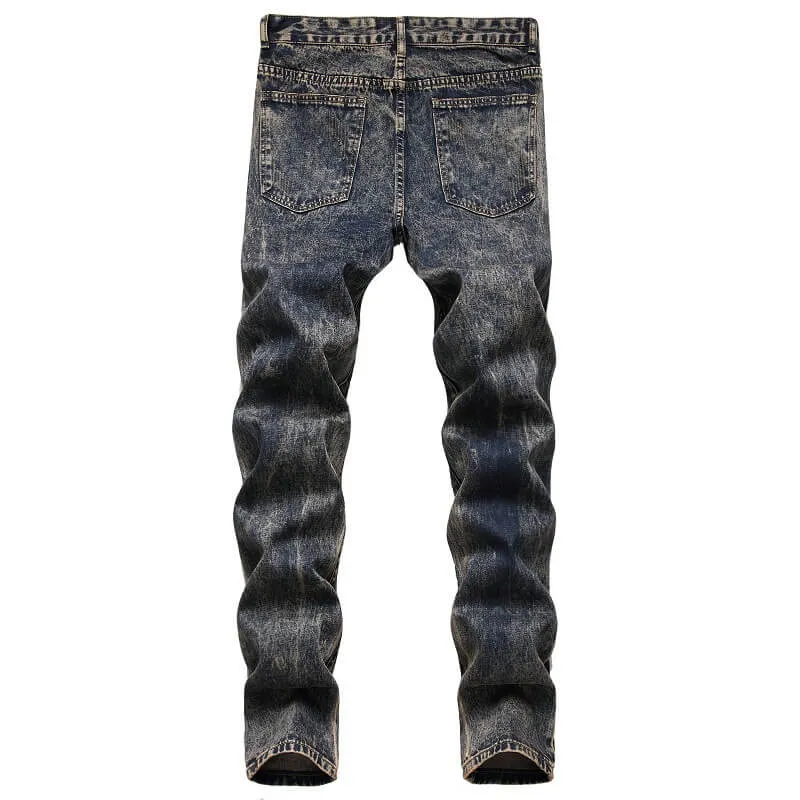 Younger Mid Waist Jeans Men's Ripped Jeans Comfy Straight Pants
